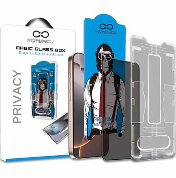 Magic Glass Box Privacy Iphone 16 Uygulama Aparatlı Hayalet Cam Ekran Koruyucu