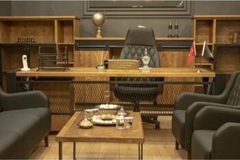 Deryawood Masif Ağaç Ofis Takım Açık Ceviz 120 cm Ofis Masası