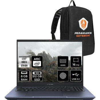 Asus Expertbook B5 Intel Core I5 1250P 8gb 512GB SSD A350M/4GB 16" 4K OLED Fdos Taşınabilir Bilgisayar & Per4 Çanta B5602CBNL20164P302