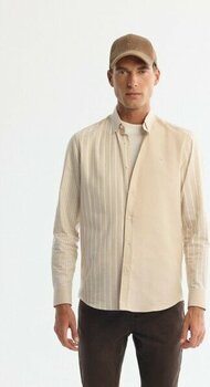 Avva Erkek Bej Düğmeli Yaka %100 Pamuk Çizgili Regular Fit Gömlek A42Y2044 - XS - Bej - Bej