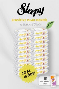 Sleepy Sensitive 90' lı Islak Mendil 20 AL 18 Öde Hediyeli