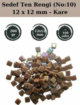 Zen Mozaik Sanatsal Mozaik Çalışmalarınız Için 12X 12 mm Kare - Sedefli  Cam Mozaik Taşı (200 Gr) - Sedef Ten Rengi - 10
