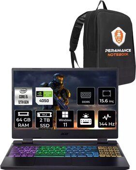 Acer Nitro 5 İ5 12500H 64Gb 2Tb Ssd Rtx4050/6Gb 140W 15.6" Fhd 144Hz W11P Gaming & Per4 Çanta