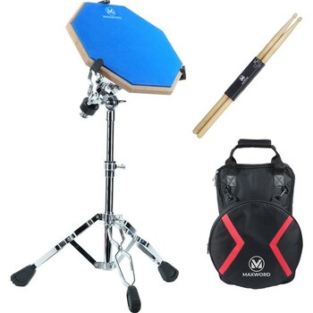 Maxword DD-239BL Pro Bateri Davul Çalışma Pedi Seti Drum Practice Pad Full Set - Mavi