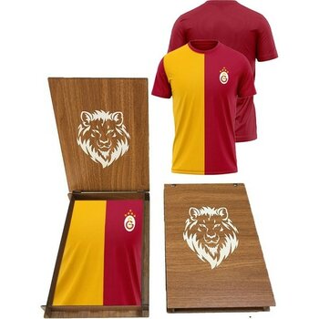 Galatasaray Orijinal 5 Yıldız Parçalı Forma T-Shırt Ahşap Kutu Hediyeli - M - Sarı - Kırmızı
