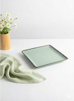 Moderna 25 cm Kare Kayık Servis Sunum Kahvaltı Tabağı Yeşil ( Amblemli )