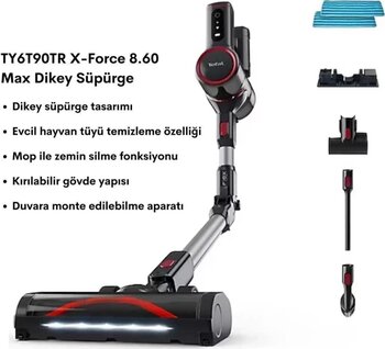 Tefal X-Force Flex 8.60 Max Dikey Süpürge - Evcil Hayvan, Mop ve Kırılma Özellikli