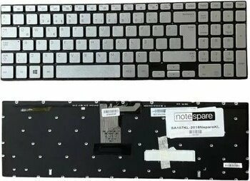 Samsung Uyumlu Np670z5e-X01tr, Np770z5e-S01tr Klavye Tr  Işıklı Gümüş Gri