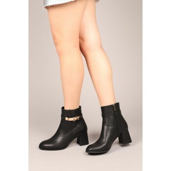 Birikon Jimena Gold Kemerli Topuklu Bot Siyah - 37