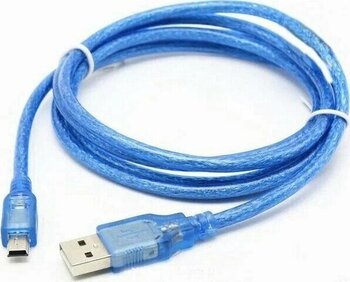 Keepro Mavi Şeffaf 1m USB 2.0 Erkek A — Mini B 5 pinli USB Şarj ve Data Kablosu