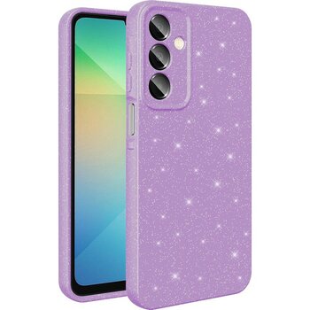 Samsung Galaxy S24 Fe Kılıf Kamera Korumalı Simli Parlak Darbe Emici Şık Silikon Kapak - Lila