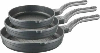 O.m.s Oms 3 Parça Döküm Teflon Tava Set Antrasit Antrasit
