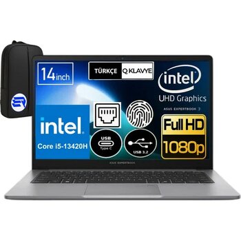 Asus Expertbook P1 P1403CVA-I58512G1DEP9 I5-13420H 16GB 1tb SSD 14" Fullhd WIN11 Pro + Elektropasaj Çanta - 1 TB - 16 GB