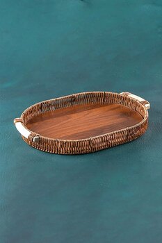 ACAR Oval Bambu Tepsi - Dekoratif Servis Sunum Tepsis