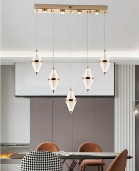 Harold 5'li 37 Watt Sıralı Gold Ledli Modern Salon Avize - yok