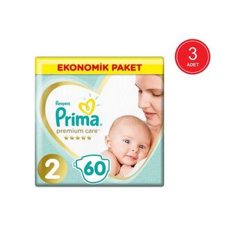 Prima Bebek Bezi Premium Care 2 Beden Ekonomik Paket 3 X 60 180 Adet