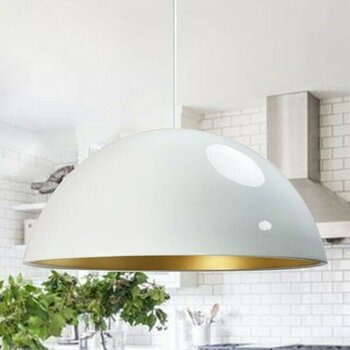 Bamyum 50 cm Çaplı Beyaz Tekli Avize Salon Yemek Masası Restoran Sarkıt Lamba Avizeler Modelleri