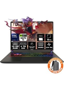 MSI Msı Vector 16 Hx Aı Intel Core Ultra 7 255HX 48GB 4tb SSD RTX5070TI 12GB Freedos Fhd+ 16" 144Hz Taşınabilir Bilgisayar A2XWHG-091XTR-A14