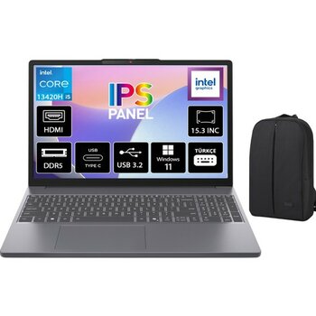 Lenovo Ideapad Slim 3 Intel Core I5 13420H 40GB 512GB SSD Freedos 15.3" Wuxga IPS Taşınabilir Bilgisayar 83K1004ETR + Cimete Çanta - 512 GB - 40 GB