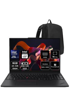 Thinkpad T16 Core Ultra 7 255u 24gb Ram 256gb Ssd 16" Fhd+ Freedos Dizüstü Bilgisayar + Per4 Çanta