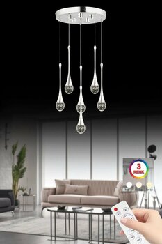 İstanbul Avize İstanbul Avize Mercure 6'lı Gümüş Ledli 3 Renk Modern Led Avize