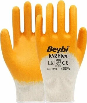Beybi Kn2 Flex Sarı Pamuk Nitril İş Eldiveni 10 Beden