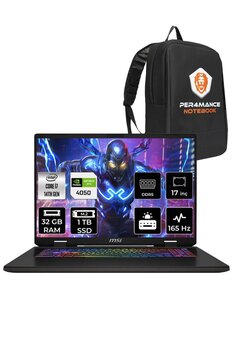 Msi Sword 17 Hx B14vekg I7-14700hx 32gb 1tb Ssd Rtx4050/6gb 105w 17" Fhd+ 165hz Fdos & Per4 Çanta