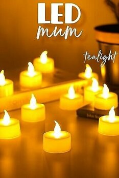 24 Adet LED Mum Tealight Mini Dumansız Pilli Alevli Dekoratif Yapay Mum Işıldak Beyaz 1036-2