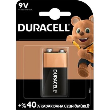 Duracell Alkalin 9 Volt Pil 6LR61/MN1604 - 1 Adet