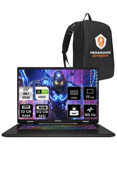 Msi Sword 17 Hx B14vekg I7-14700hx 32gb 512gb Ssd Rtx4050/6gb 105w 17" Fhd+ 165hz Fdos & Per4 Çanta