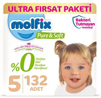 Molfix Pure&Soft Bebek Bezi 5 Beden Ultra Fırsat Paketi 66X2'li