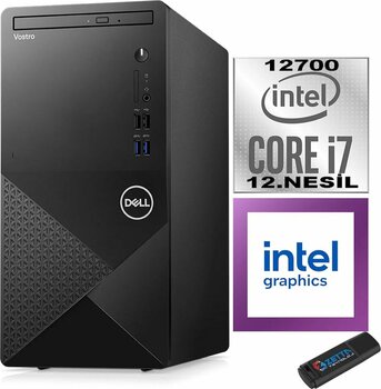 Dell Vostro 3910 Mt Intel Core I7 12700 12gb 1tb Ssd Windows 11 Home Intel® Uhd Graphics 770 Masaüstü Bilgisayar N3910emeah03 + Zetta Usb Bellek