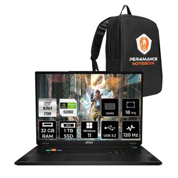 Msi Stealth 18 Hx Ai Ultra 9 275hx 32gb 1tb Ssd Rtx5080/16gb 150w 18'' Uhd+ W11p Gaming Laptop