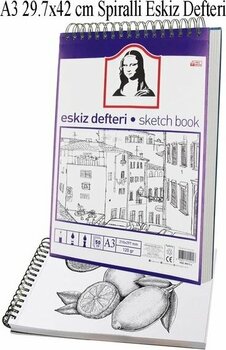 Telli Eskiz Defteri A3 Spiralli 50 Yaprak 1 Adet 120 Gr 297X420 Mm Karakalem Sketch Book Üstten Açılmalı Ezkiz Defteri