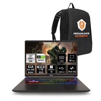 Msi Vector 16 Hx Ai Ultra 7 255hx 64gb 1tb Ssd Rtx5070ti/12gb 140w 16'' Wuxga W11h Gaming Laptop