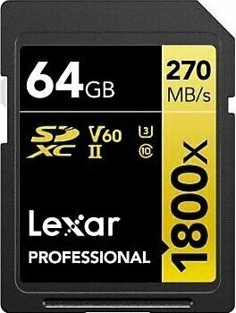Lexar Gold Series 1800x Class 10 UHS-II U3 V60 64 GB Hafıza Kartı