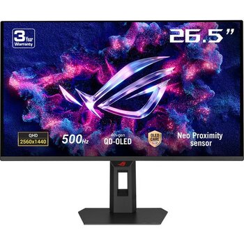 Asus Rog Strıx XG27AQDPG 26.5 Qd-Oled HDR500 2560X1440 0.03MS 500Hz 300CD Dp HDMI USB Vesa 3yıl %99 Dcı-P3, 10BİT, Pivot, Işık Monitör