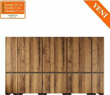 Floransa 16 Kapılı FLR16-IA3 Ceviz- Antrasit Gardırop-Çok Amaçlı Dolap-Yüklük - Ceviz - Siyah