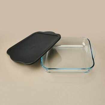 Paşabahçe Kapaklı Kare Borcam - Şeffaf / Siyah - 3,2 Lt