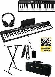 Midex PLX-80BK-ST Taşınabilir Katlanır Dijital Piyano Tuş Hassasiyetli 88 Tuş BT (Stand Sustain Kulaklık Çanta Metod)