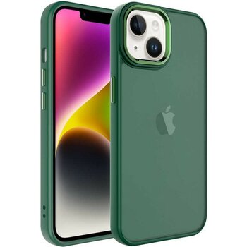 iPhone 14 Uyumlu Buzlu Sert Pc Btbm May Kapak-Koyu Yeşil - Koyu Yeşil