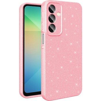 Samsung Galaxy S24 Fe Kılıf Kamera Korumalı Simli Parlak Darbe Emici Şık Silikon Kapak - Açık Pembe