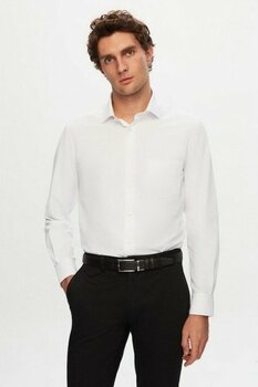 D'S Damat Ds Damat Regular Fit Beyaz Düz Gömlek 4HE02TR00289M - XL