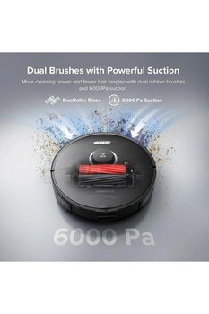 Roborock HEPA Filtreli S8 Sonic Robot Süpürge, 6000PA HyperForce Emiş Gücü, VibraRise Paspaslama