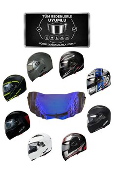 NCR Çene Açılır Kask Vizör Camı (Mavi Aynalı)