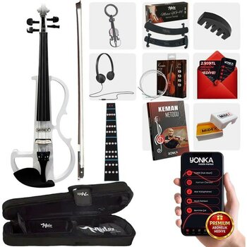 Midex RCZ-606W Elektro Keman Seti Beyaz (Kulaklık Kablo Metod Yastık )