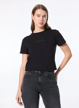 Pinko Siyah Kadın Standart Baskılı T-Shirt 101752-A227/Z99 M 15329309