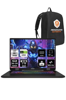Msi Sword 17 Hx B14vekg I7-14700hx 96gb 2tb Ssd Rtx4050/6gb 105w 17" Fhd+ 165hz Fdos & Per4 Çanta