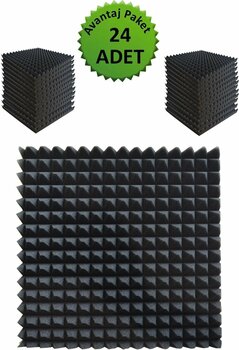 Birlik Sünger Akustik Yapışkanlı Ses Yalıtım Süngeri-50x50x4-piramit Kesim/24 Ad.