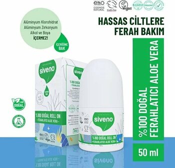 %100 Doğal Roll-On Aloe Vera Deodorant Ter Kokusu Önleyici Bitkisel Lekesiz Vegan 50 ml